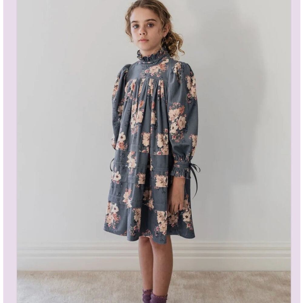 Petite Amalie Bouquet Printed Cord Dress 12 Y